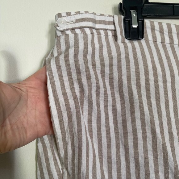 J. Jill Love Linen Women's 18 Pants Wide Leg Capri Cropped Tan Beige Striped T7 - Picture 2 of 10